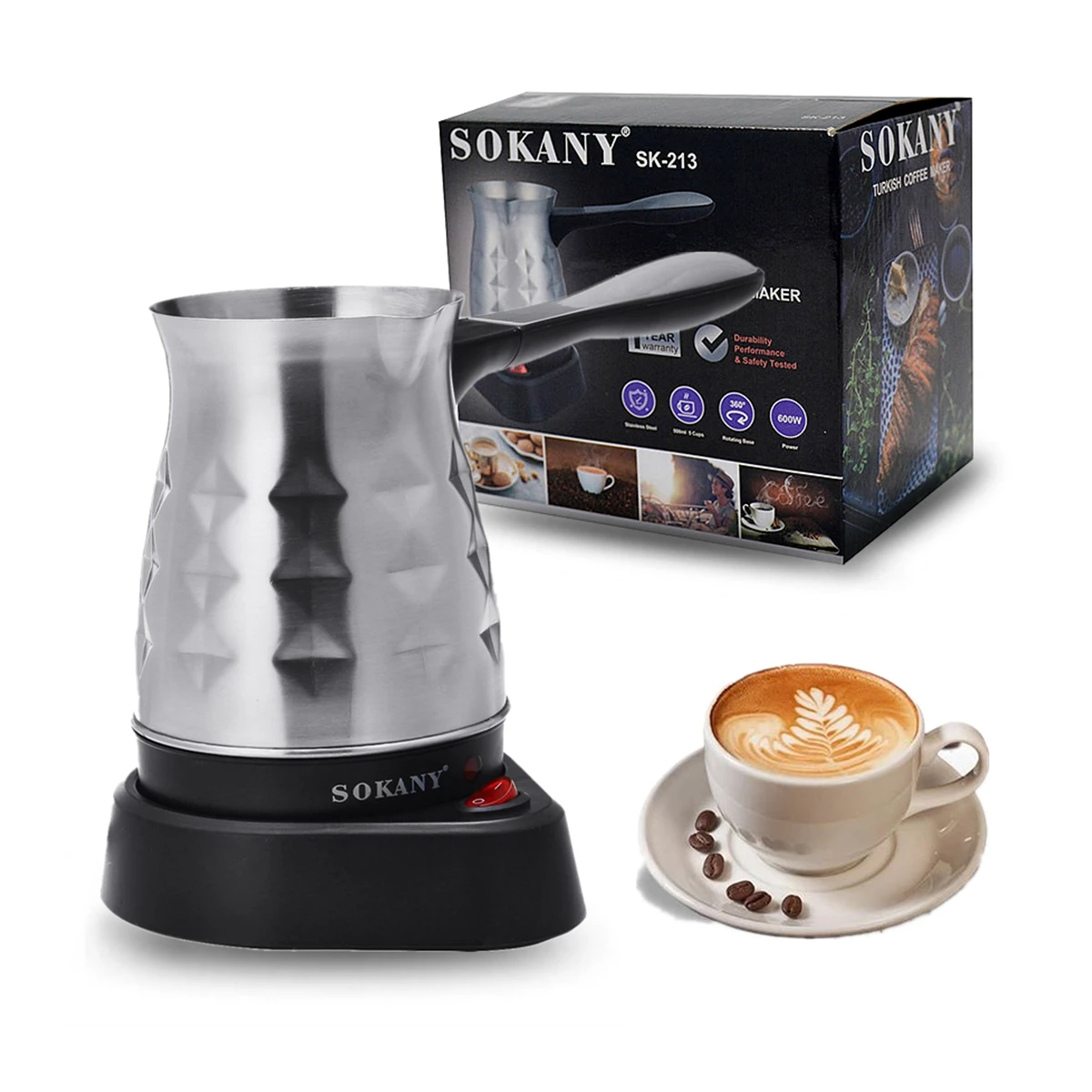 600W Turkey Coffee Pot Electric Coffee Maker Italian Mocha Pot Greek Turkish Machine Easy Portable for Household Office
