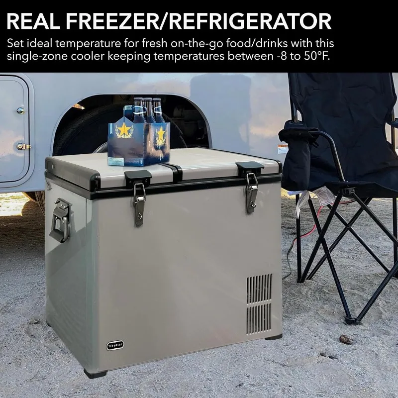 Whynter FM-901DZ 90 Quart Dual Zone Portable Fridge Optional Wheels, AC 110V/ DC 12V Real Freezer for Car, Home