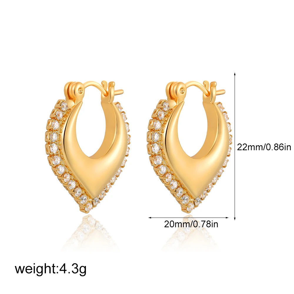 Minimalist 18K Gold Plated Geometric Hoop Earrings for Elegant Women Shiny Rhinestone Huggie Ear Hoops Vintage Jewelry Bijoux