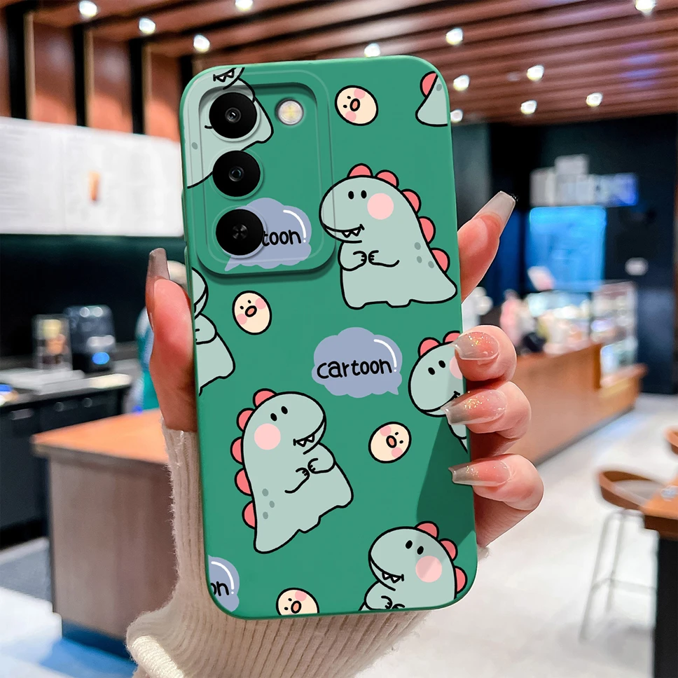 Lovely Dinosaur Slim Liquid Silicone Soft Shockproof Phone Cover, Anti-Slip
