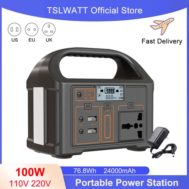 100W 24000mAh Portable Power Station 220V/110V Power Bank 76.8Wh Solar Power Generator LiFePO4 Outdoor Energy For Camping Travel 1
