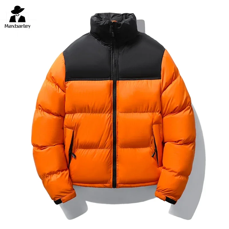 Men Women Winter Jackets Fashion Splicing Style Hidden Hooded Parka Down Cotton Padded Jacket