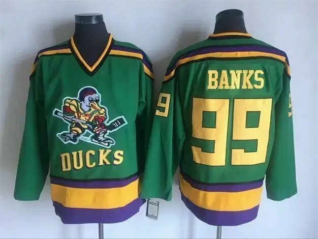 COZOK The Mighty Ducks Movie Ice Hockey Jersey 96#Conway Stitched White Long Sleeve