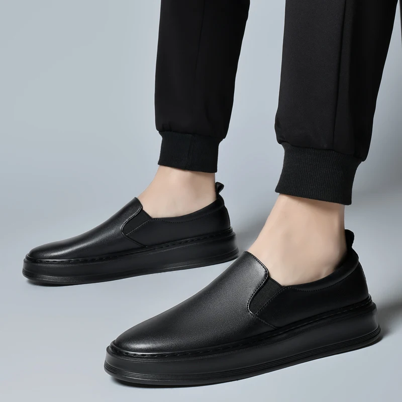 Men's Leather Casual Shoes Thick Soles Durable Minimalist Summer Design Men's Oxford Shoes Versatile Commuting Work Shoes 2