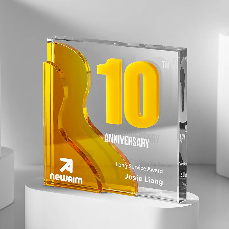 Customized Acrylic Digital Anniversary Trophy Crystal Trophy Company Annual Meeting Award Carving Anniversary Commemoration, 1Pc