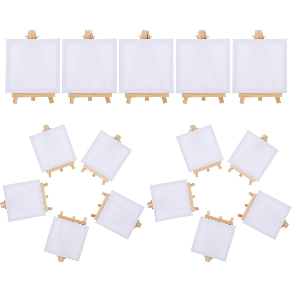 15 Sets Mini Frame Easel Stand Canvas Painting Canvases Picture Wood Travel Table Top