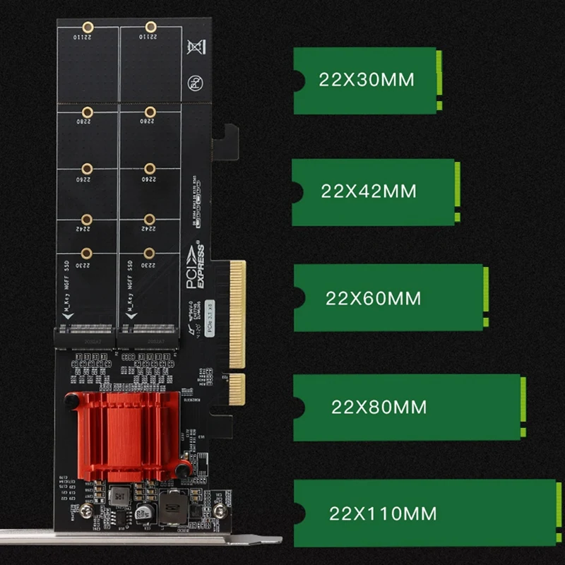 

PCIE3.1 X8 To Dual M.2 Hard Disk Expansion Card ASM1812 Chip Supports NVME Protocol Full Speed Expansion Card