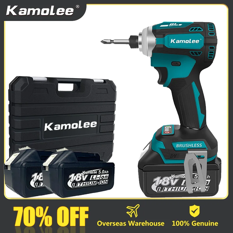 Kamolee 588Nm Avvitatore Elettrico A Percussione Senza Fili Avvitatore A 5 Velocità Utensile Elettrico 1/4 "Con 3 Luci A Led Per Batteria Makita