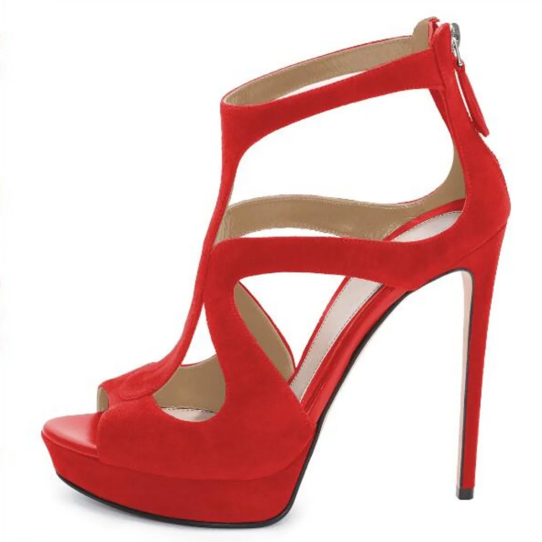 

SHOFOO shoes Fashion women's high heel sandals. About 12.5 cm heel height. Summer women's shoes. Fashion show banquet shoes. Red