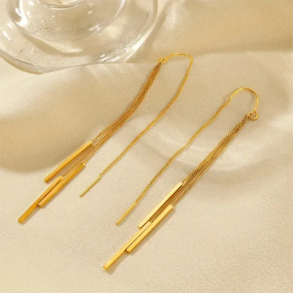 Simple Fashion Golden Tassel Earring for Women High-quality Fashionable Earings Daily Wear or Party Jewelry Accessories