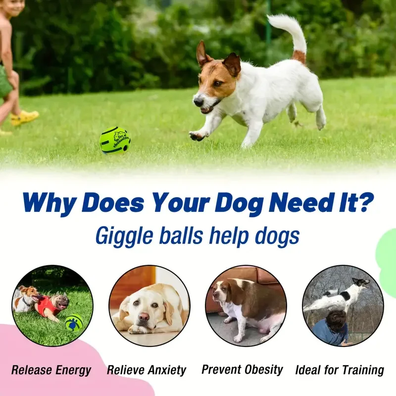 Pet Dog Toy Ball Wobble Wag Giggle Ball Interactive Dog Cat Toy Chew Toy Giggle Sounds Toy When Rolled or Shaken For Pet Dog Fun 4