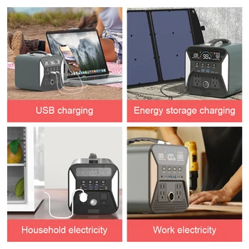 Lifepo4 18650 리튬 배터리 캠핑 220V 1000W 휴대용 발전소 300W 500W 태양열 발전기, 야외 RV 파워 뱅크 공급