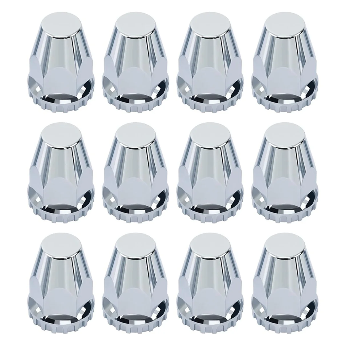12Pcs Lug Nut Covers Kit,33mm ABS Chrome Screw-on Hub Lug Nut Caps for Semi Truck Trailer Passenger Car G
