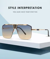 Gradient Square Sunglasses Men Women Trendy Vintage Brand Design Oversized Rimless Sun Glasses For Female Eyewear UV400 vintage