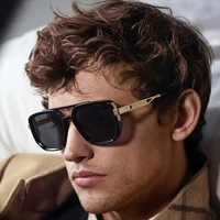 Lunettes de soleil polarisées carrées pour hommes 2026 – Luxe vintage, double pont, verres dégradés, pour la conduite, style rétro, monture plate, pour homme 4