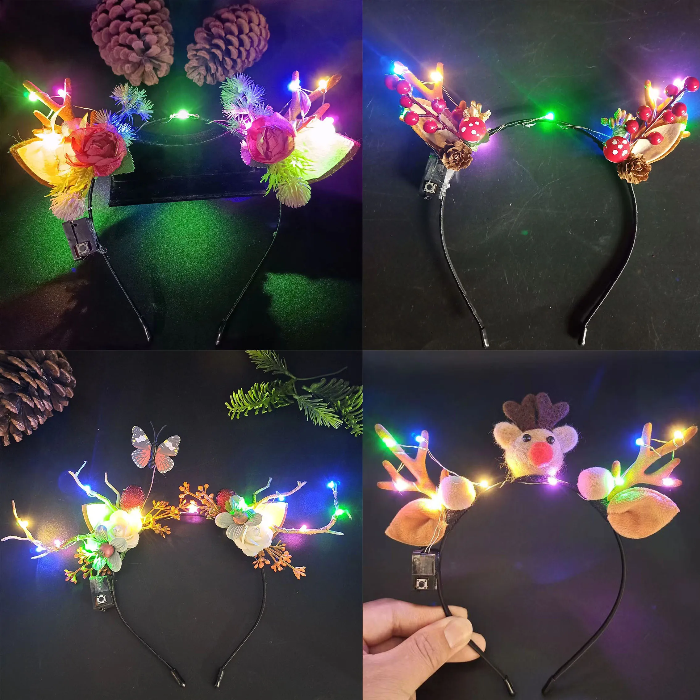 Christmas Glowing Headband Santa Snowman Antlers Headband Merry Christmas Decoration Adult Children Gift