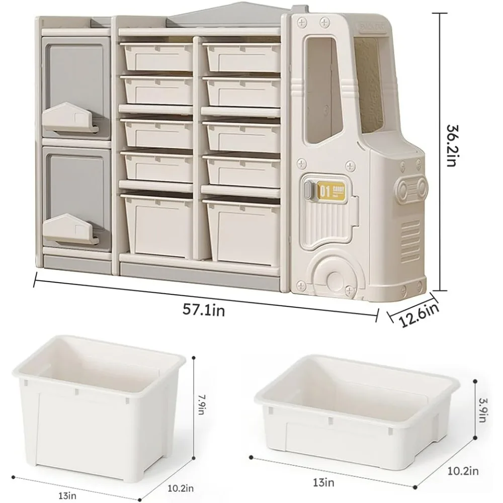 Multi layer children's plastic toy storage cabinet, children's floor rack, car miscellaneous storage basket, bus shape
