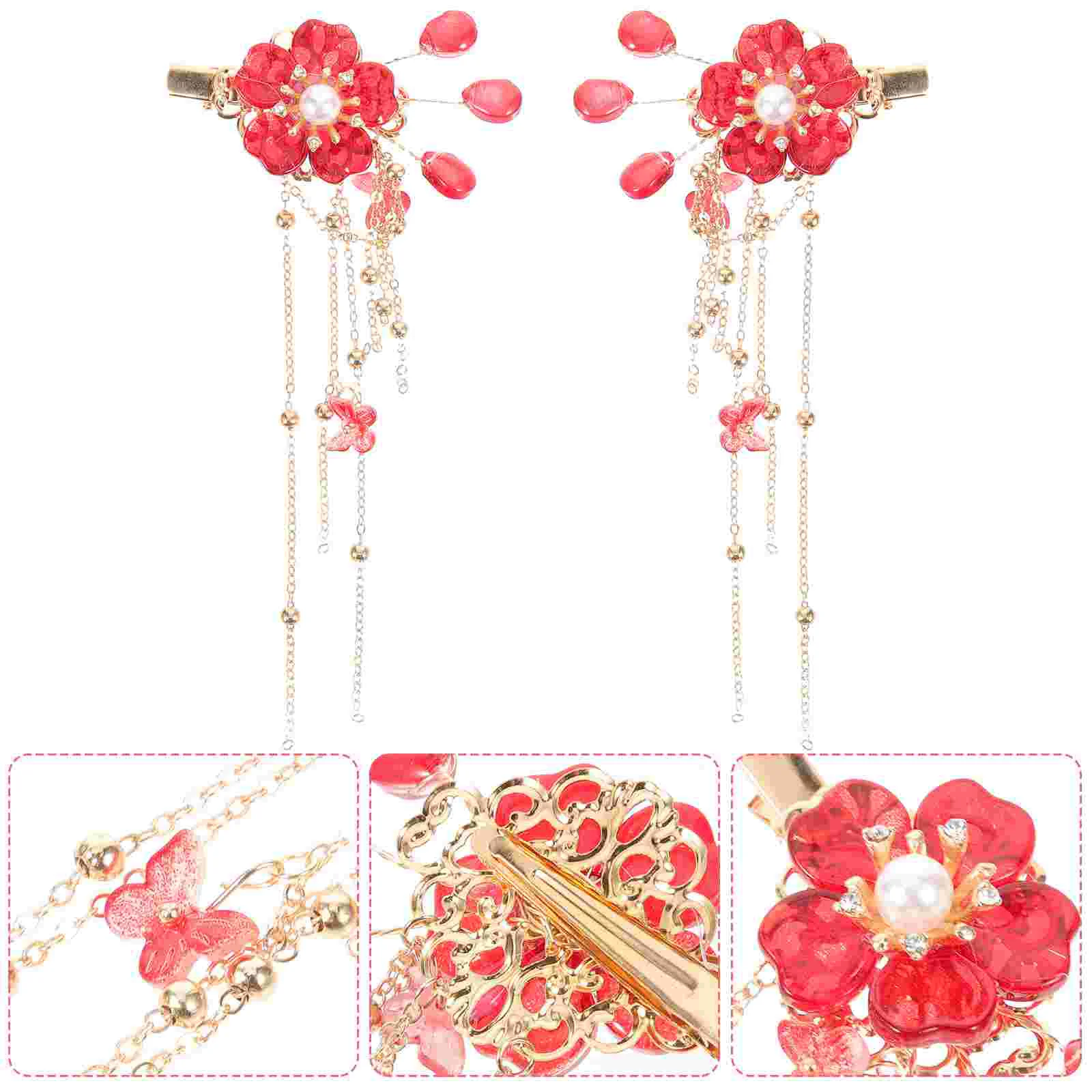 

2 Pcs Hair Accessories for Girls Clips Thin Women Womens Teen Rhinestones Flower Small Fine Teens
