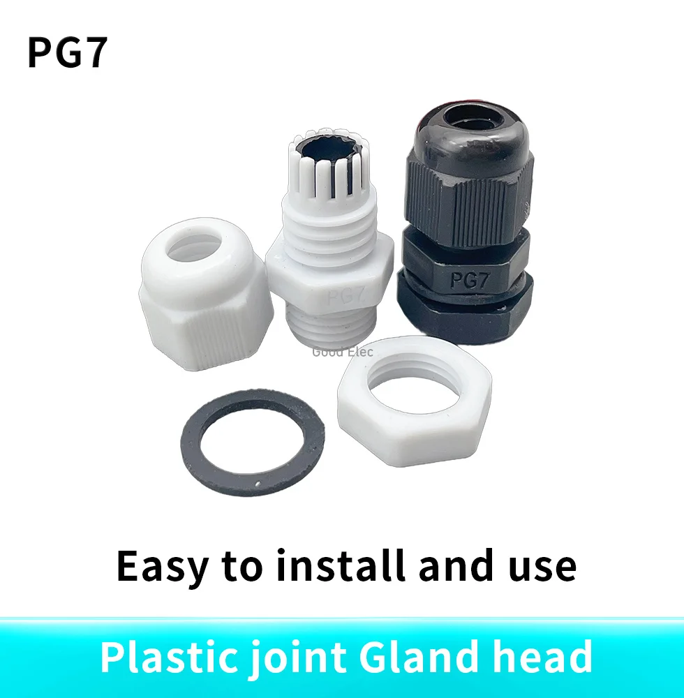 10pcs White Hot Sale IP68 Waterproof Nylon Plastic Cable Gland Connector PG7 for 3-6.5mm Cable