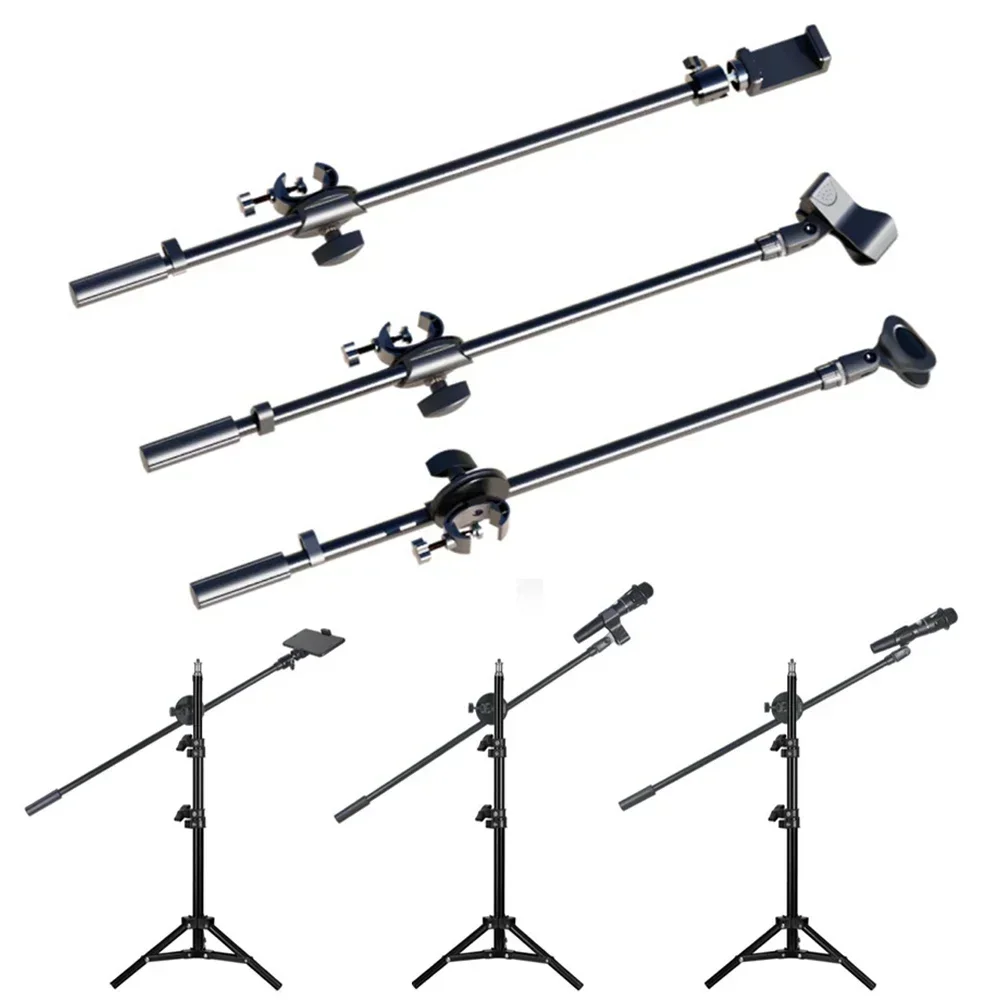 Microphone Stand 55CM Microphone Stand Crossbar Adjustable Boom Arm Rotating Video Live Bracket Microphone Replacement Bracket Accessories