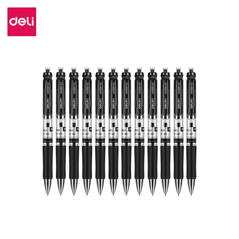 Deli 1 PC Gel Pen 0.5mm Black Ink Smooth Writing Soft Grip Office School Stationery S01 deli 1 pc gel pen 0 5mm black ink soft grip writing supplies 33399