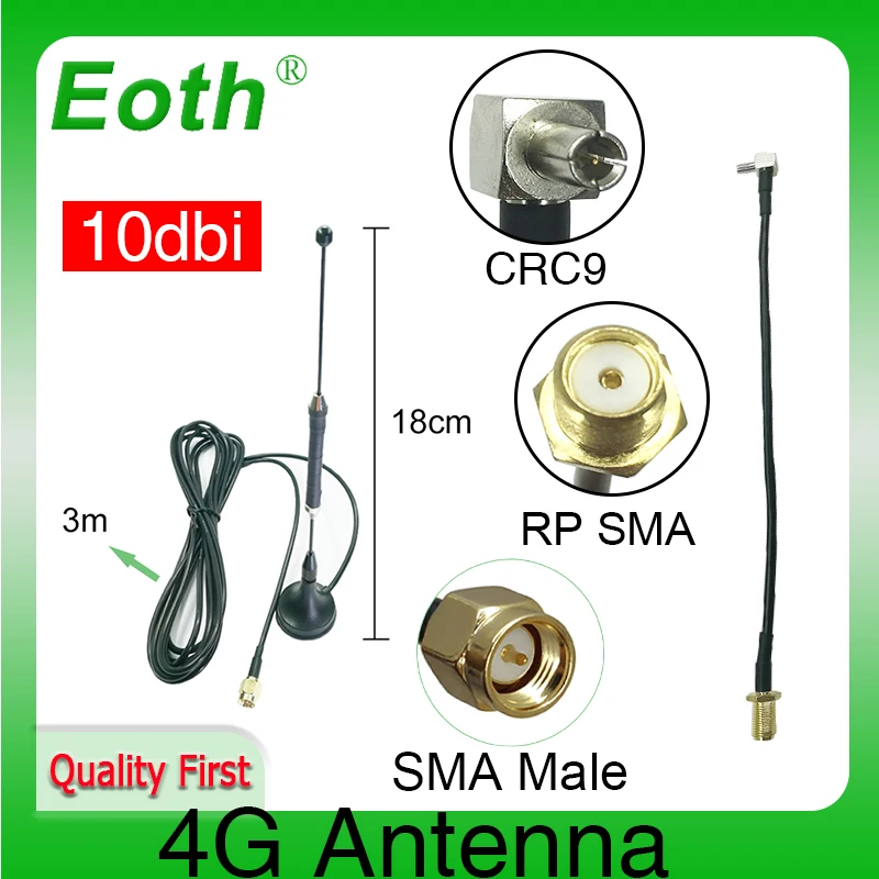 Eoth 1pcs  4G lte antenna 10dbi  CRC9  Connector Plug antenne router external repeater wireless modem antene