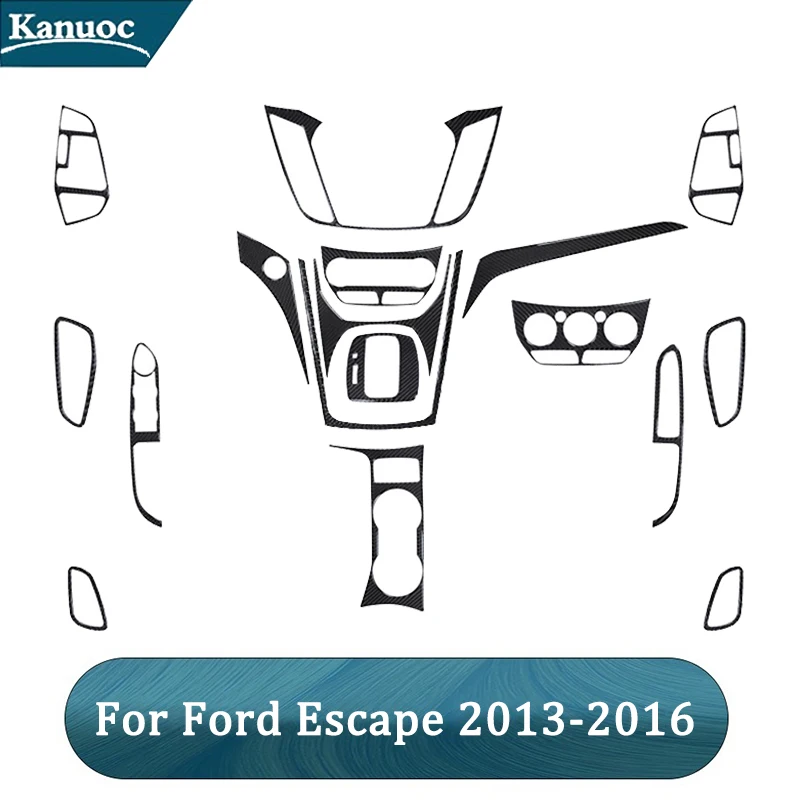 Наклейки из углеродного волокна для Ford Escape 2013, 2014, 2015, 2016, черные декоративные аксессуары для салона автомобиля, цифровой контроль климата декоративные наклейки из углеродного волокна на дверную ручку салона автомобиля infiniti q50 q60 аксессуары для защиты от царапин