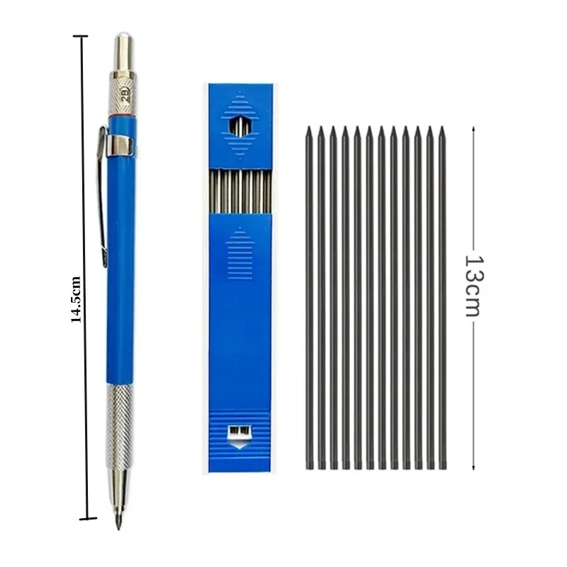 Mechanical Pencil Set 2.0mm 2B Blue/Black Lead Refills Office Writing School Art Design Sketch Tools