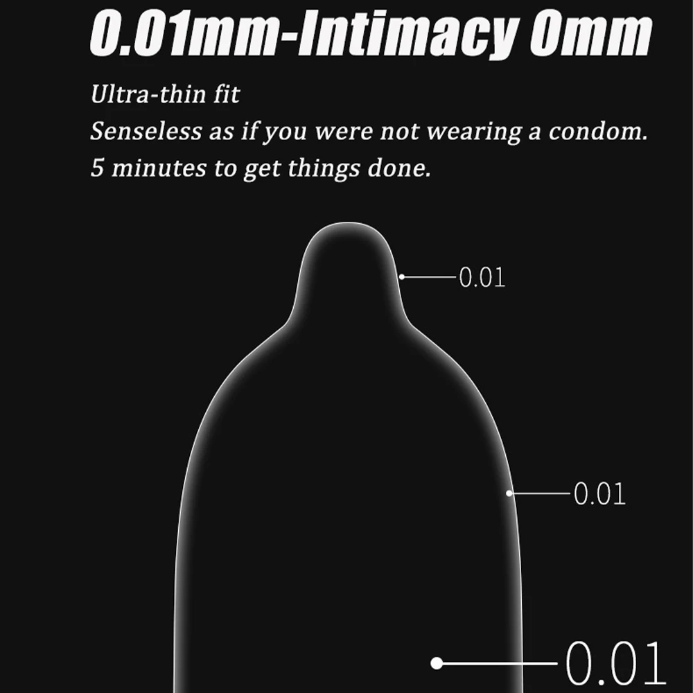 Ultra-thin Hyaluronic Acid Condom Smooth Type 52mm Male 0.01 Naked Condom Thin Light Fit Penis Sleeve 10PCS Safer Sex Products 2