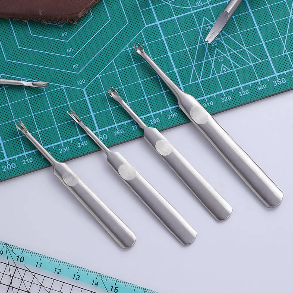 U+V Shaped Leather Stitching Skiving Handmade Groover Punching Tool Kit Leathercraft Hole Puncher Edge Beveler Tool Kit