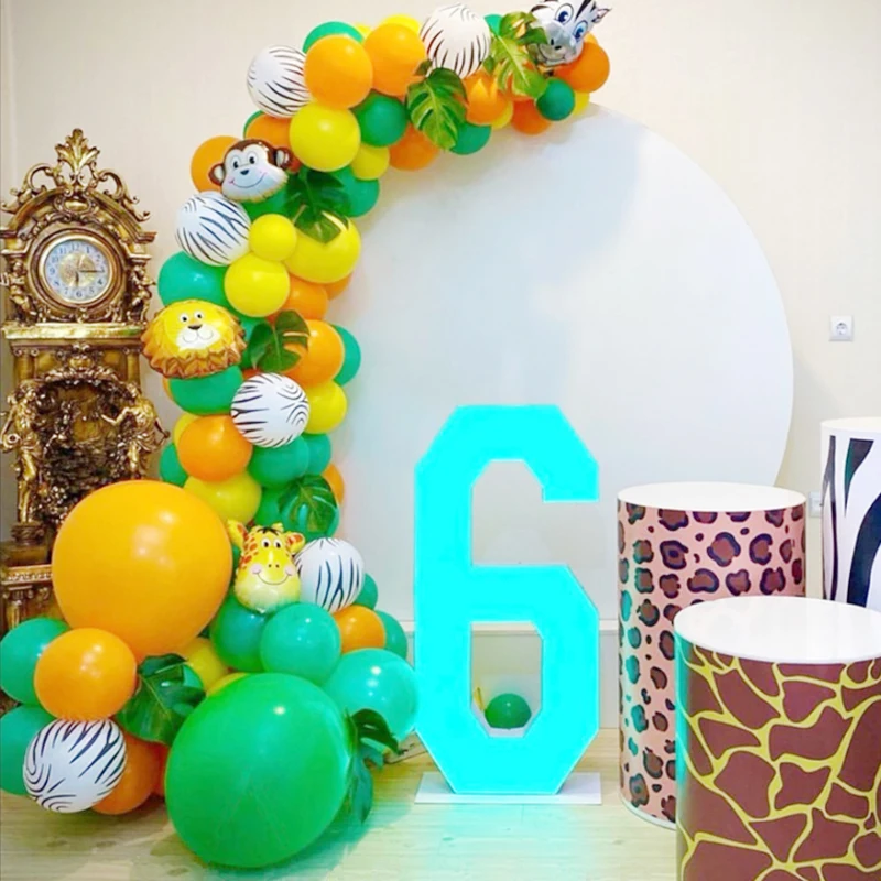 

62Pc Lion Giraffe Tiger Animal Balloon Garland Arch Kits Green Forest Theme Happy Birthday Kids Party Decor Baby Shower Globos