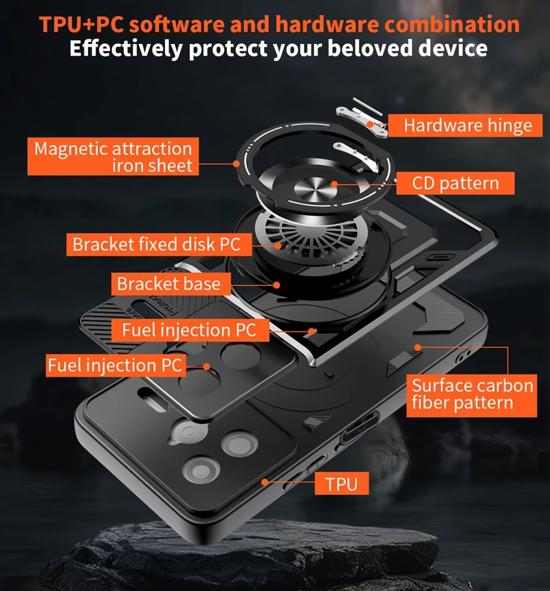 Armor Shockproof MagSafe Wireless Charging Case with Magnetic Ring Stand Holder