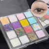 Shiny Sequins Flakes Eyeshadow Palette Self Adhesive Glitter Gel Hair Body Nail Blue Pink Yellow Sequin Gel Makeup Decoration 1
