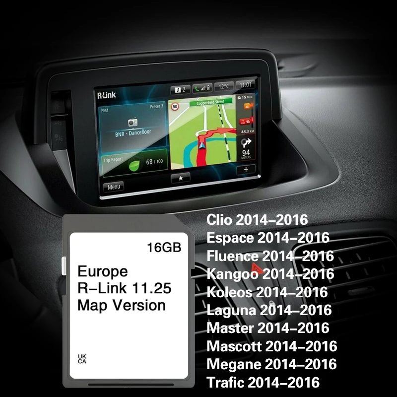 Sat Nav SD Card 16GB Europe UK Map GPS Road Navigation for Renault Megane Laguna Kangoo Carminat R-Link