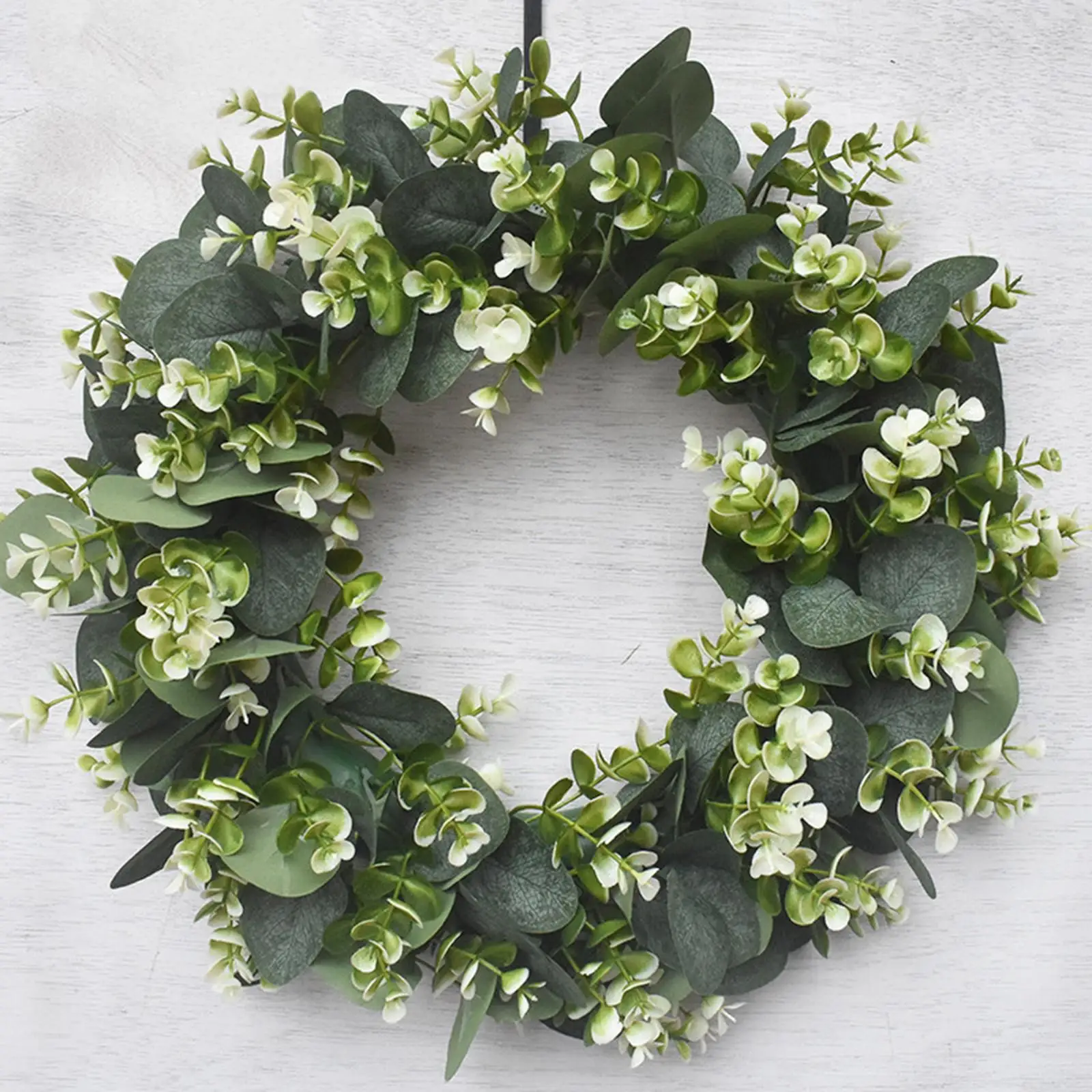 15.75-inch Large Eucalyptus Leaves Wreath Window Wall Front Door Porch Spring Green Garland Hanging Ornaments Housewarming Gift