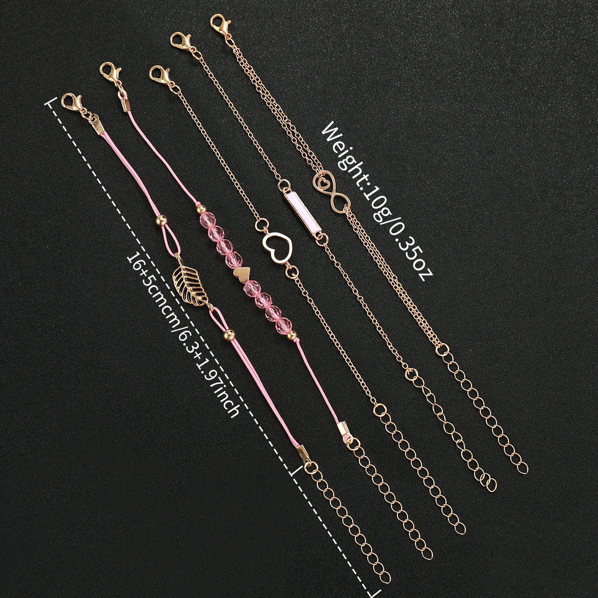 6PCS/Set Fashion Watch Women's Casual Leather Strap Versatile Round Dial Quartz Watch with Heart Trees Bracelet Set