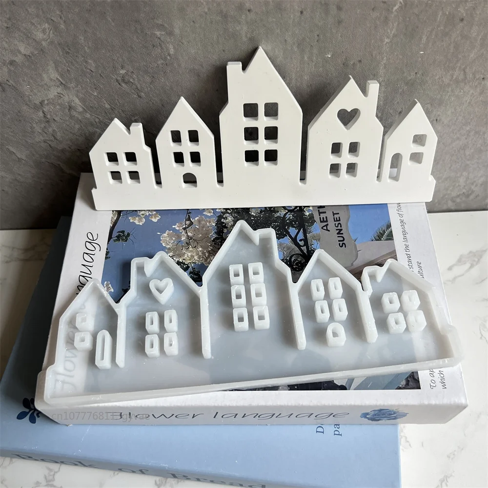 양초 거치대 베이스 석고 몰드, DIY 홈 시멘트 붓기 실리콘 몰드, 점토 에폭시 송진 장식품, 5 집 장식
