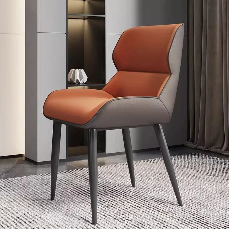 

Набор современных обеденных стульев с подлокотниками, роскошные удобные кожаные дизайнерские обеденные стулья, красивая офисная мебель для библиотеки