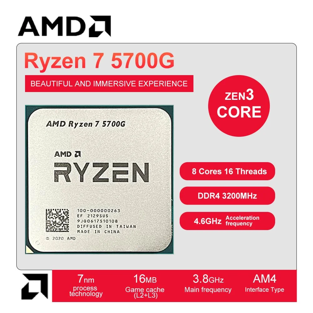 Amd Nuovo Ryzen 7 5700G R7 5700G Processore Cpu Desktop Gamer 3.8Ghz 8-Core 16-Thread 65W Processore Socket Am4 R7 Processore Cpu