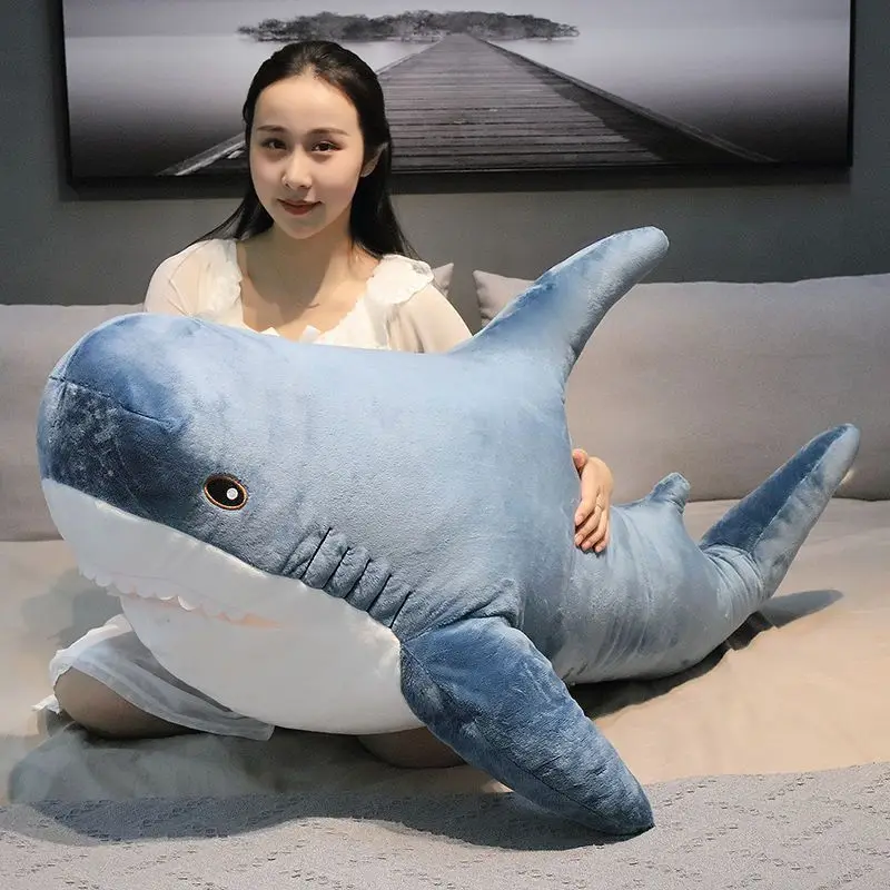 

45/60/80/100cm Cute Shark Plush Toy Soft Stuffed Sea Animal Reading Pillow for Kid Birthday Gifts Cushion Doll childen Gift