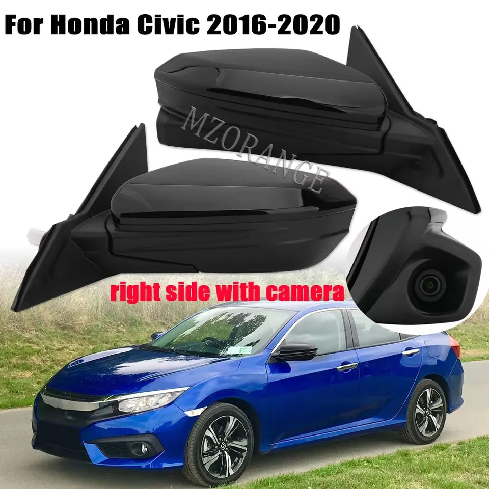 Copri Specchietti Retrovisori Per Honda Civic 10ª Gen (2016-2021) – Effetto Fibra Di Carbonio O Nero Lucido - 4