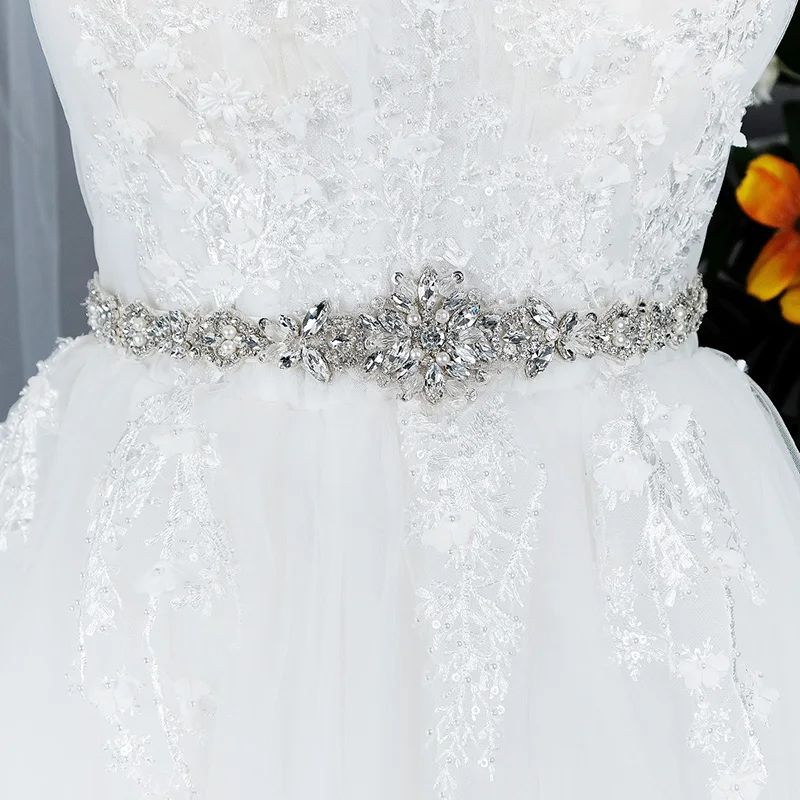 Handmade Rhinestone Belt Party Prom Bridal Wedding Sash Flower Belts for Women bridal waistband