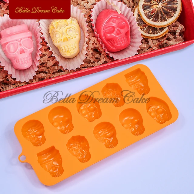 2 Stück Halloween Silikonformen - 3D Totenkopf, Kürbis, Fledermaus Für Schokolade & Süßigkeiten, Mit Pipette