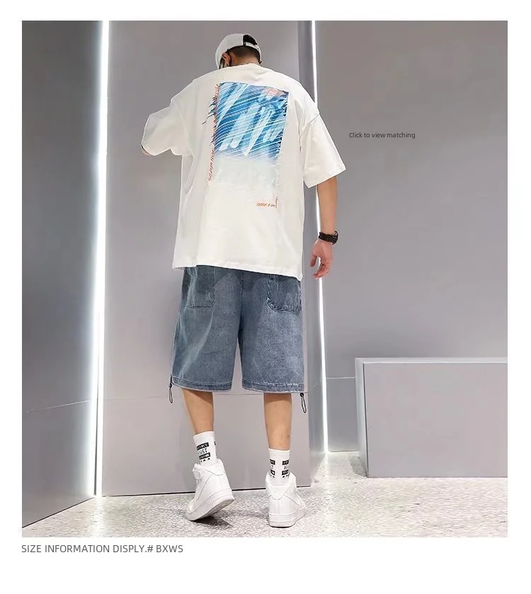 Men's Summer Loose-fit Trendy Denim Shorts American Style Five-point Mid-pants 2023 New Fashion Casual Shorts 31 S5615c0fc4f34452c95f6d408f4510511h