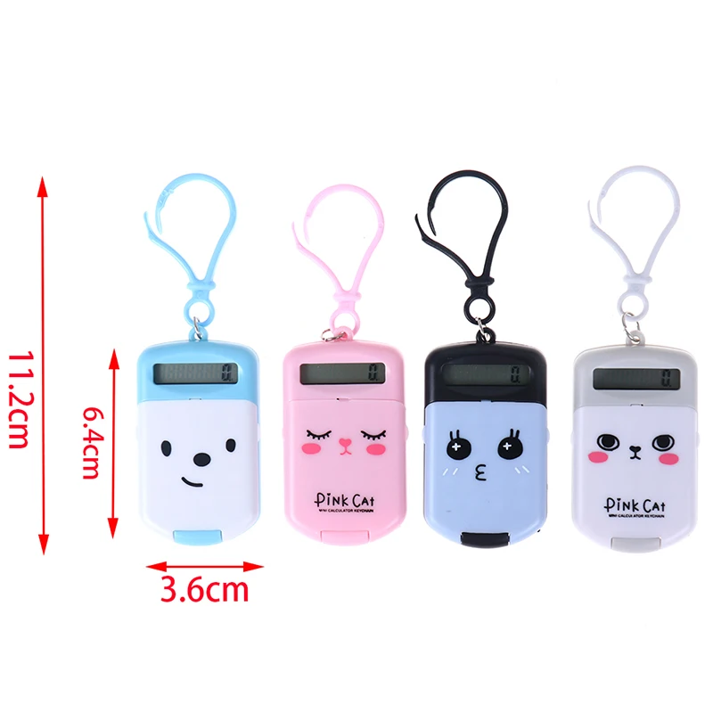 Mini calculatrice numérique portable, Kawaii, affichage de poche, dessin animé mignon, porte-clés créatif, fournitures de bureau