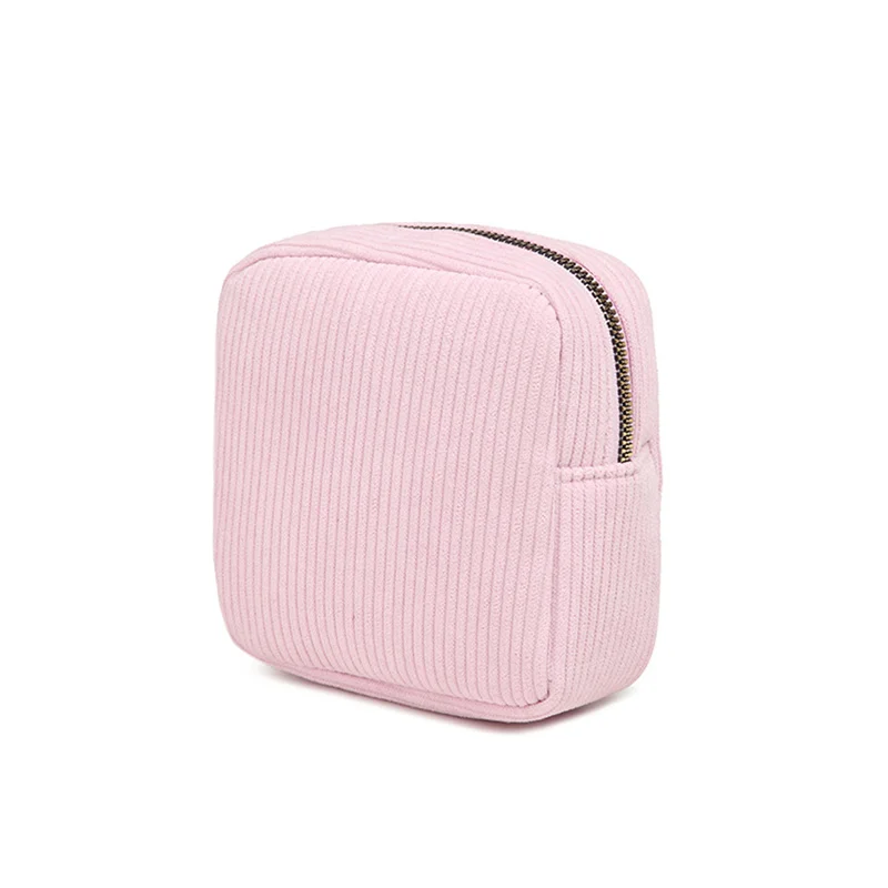 

Ladies Portable Cosmetic Bag Custom Name Toiletry Organizer Travel Multifunction Corduroy Makeup Storage Bag Pouch