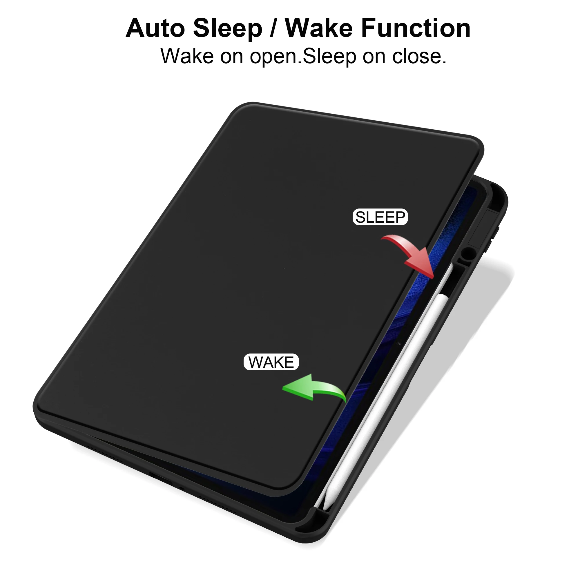 Enhanced 360 Rotatable Stand Smart Case with Pen Slot and Auto Sleep/Wake Function - Shockproof Shell