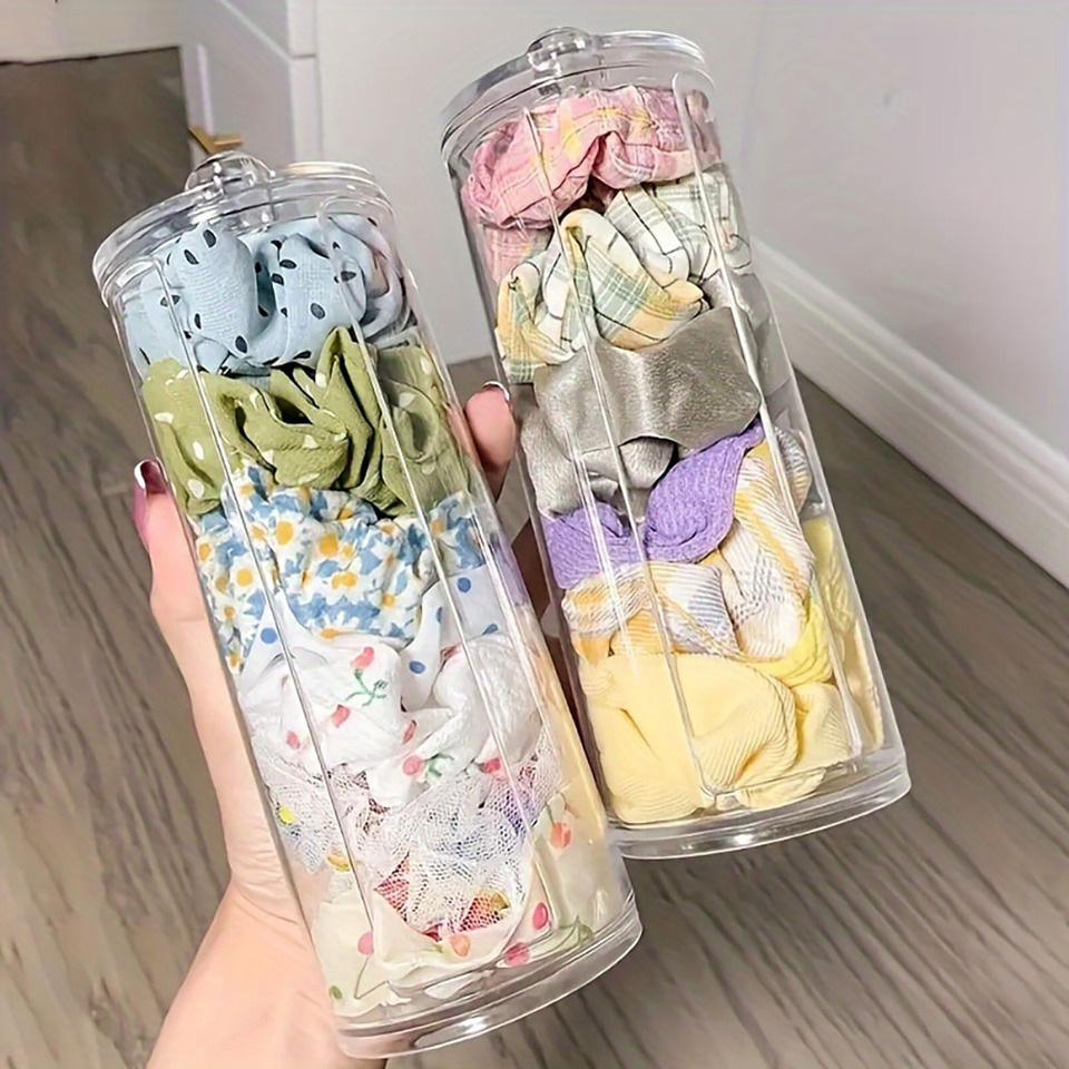 1pc Cylindrical Cotton Pad Holder, Makeup Storage Cotton Pad Dispenser, Bathroom Storage Jar, Desktop Storage Organizer