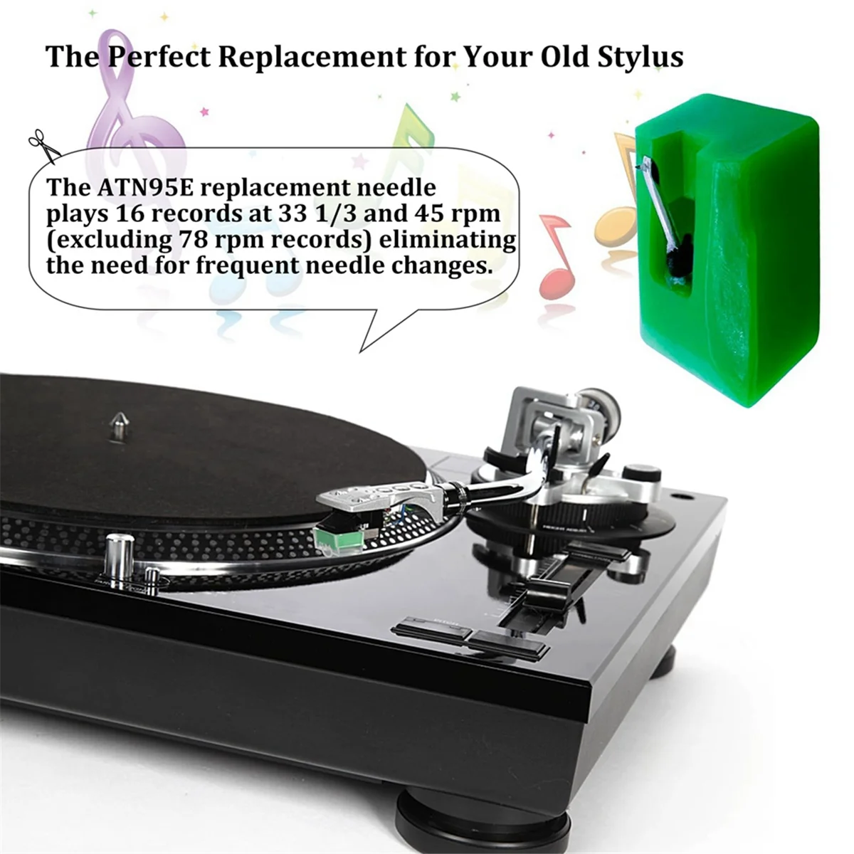 Y16A Replacement Stylus for Audio Technica AT95E ATN95E AT93 AT3400 AT3450 LP Phonograph Turntable Accessories