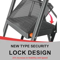 Step Ladder Foldable Folding Stool - for Home Adults Kitchen 3 Stepping Extension Tall Heavy Duty with Handrails - Closet Steps 5